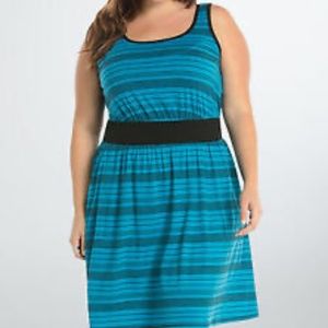 Torrid Blue and Black Striped Dress